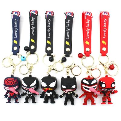 China Hot Selling 2023 New Poison Marvel Deadly Venom Rubber Guardian Key Chain Movie The Same Personality Rubber Key Chain 3 Creative Pendants for sale