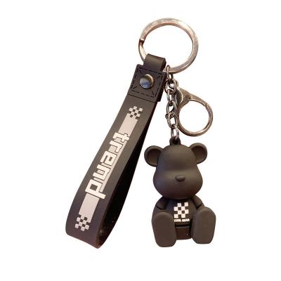 China 2023 New Hot Sale Cartoon Bear Key Chain Bulk Dangling Rubber Small 3d Rubber Key Accessories Hot Cute Violent Key Chain for sale