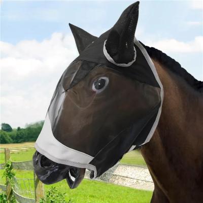 China Outdoor Riding Horse Fly Masks Breathable Anti Mosquito Elastic Horse Face Cover Decor Protective Masks With Ears Worry Horse Faces Fine Mesh for sale