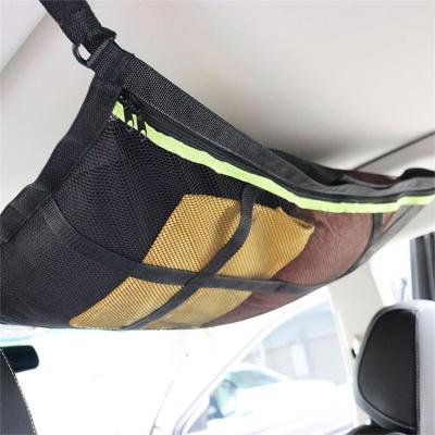 China Car Interior Auto Products Large Capacity Cargo Pocket Hanging Net Bag Organizer Storage Pocket Bag Organizer Smart Car Trunk Ceiling Storage Net Pocket Universal Auto Roof for sale