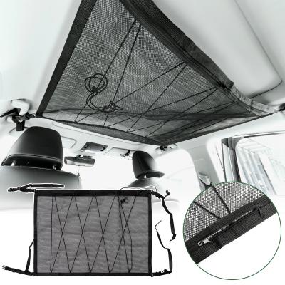 China Car Interior Auto Products Large Capacity Cargo Pocket Hanging Net Bag Organizer Storage Pocket Bag Organizer Car Ceiling Storage Universal Auto Portable Pocket Roof Net for sale