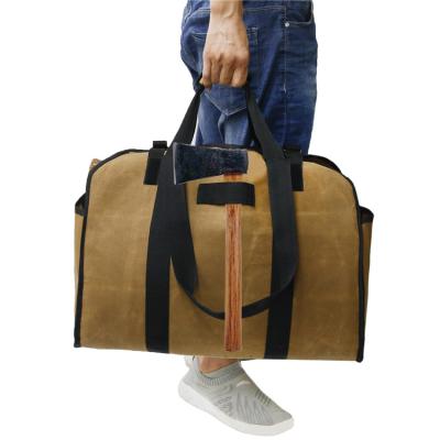 China Wholesale Indoor Tote Canvas Fireplace Log Firewood Carrier Bag Wood Pile Racks Factory Racks Firewood Carrier Bags For Fireplace for sale