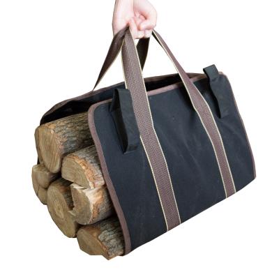 China Firewood Carrier Bags Wholesale Cheap Firewood Durable Indoor Outdoor Camping Canvas Bags Log Carrier Bag With Handles for sale