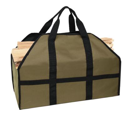 China Common Customized Durable Wood Stove Oxford 600D Firewood Tote Bags Wood Carrier Bag Fireplace Stove Accessory for sale