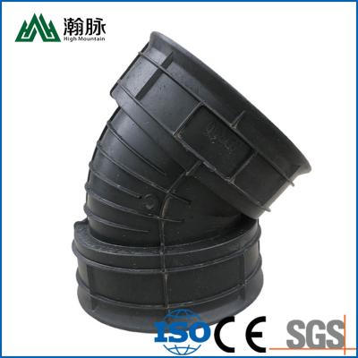 China HDPE doppel-wandige gewölbte Fitting runzelten Rohrbogen 90 ° 45 ° Gelenk zu verkaufen