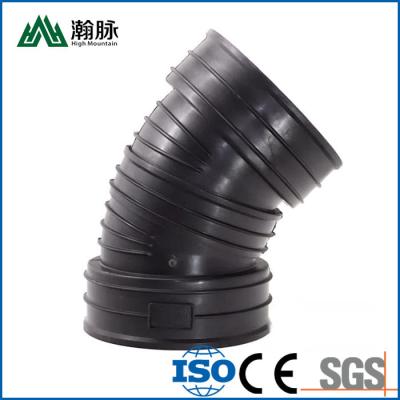 China Aangepaste HDPE Golf Dubbele Muur 90 van de Pijpmontage 45 Montage van de Graadelleboog Te koop