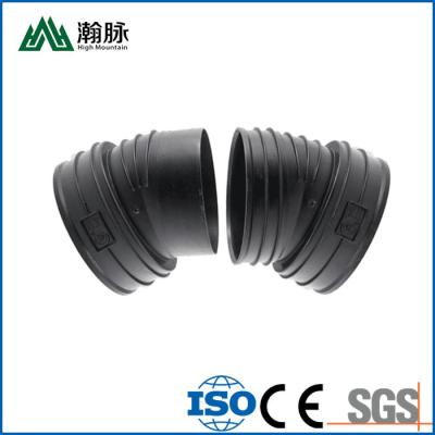 China Ingepast HDPE de Montage Golfpolyethyleen van de Drainagepijp de Elleboog van de 45 Graadpijp Te koop