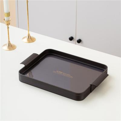 China Custom high quality modern mirror home table vanity fragrance hotel restaurant serving trays home decor luxury porcelain tray with handles for sale