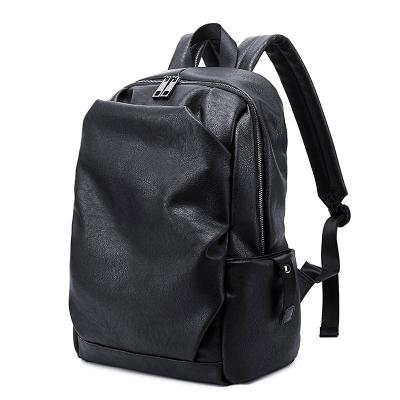 China Waterproof Customized Color PU Laptop BLACK Laptop Backpack Student Leisure Travel Leather Backpack for sale