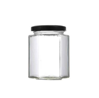 China Glass Pudding 2.5oz 3oz 4oz 5oz 6oz 8oz 16oz 25oz Hexagon Honey Glass Jar for sale