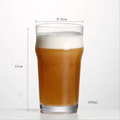 China Eco-friendly transparent thick lead-free nonic beer glass sustainable brand logo promotion for sale