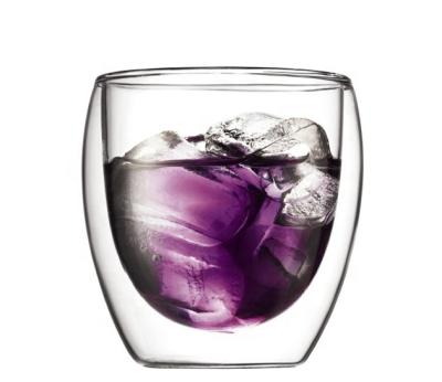 China Viable Whiskey Glass 8oz-10oz Clear Double Walled Glass Mug for sale