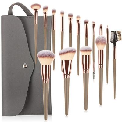 China Soft Stiffens Professional Private Label Makeup Brush 2022 15pcs Custom Logo Make Up Brushes With PU Bag for sale