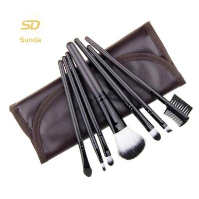 China Low Moq 2022 Olive 7pcs Aluminum Cosmetic Brush Bristle High Quality Synthetic Nylon Makeup Brushes With Bags for sale