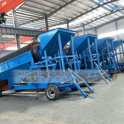 China Alluvial Portable Gandong Ore/Gravel/Sand Mill/Jiangxi Well-Tech Mining Equipment Trommel Washing Plant for sale