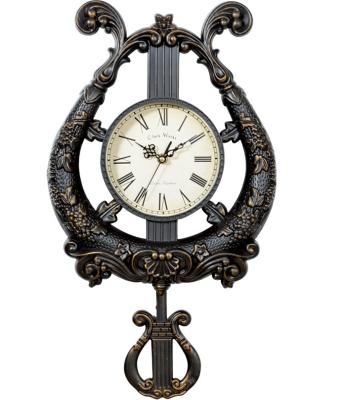 China Fashion Vintage Harp Quartz Clock Luxury Pendulum Clock 49.5*28.5*6.5CM for sale