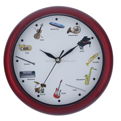 China Plastic+Glass Musical Instruments Wall Clock Promotional Clock for sale