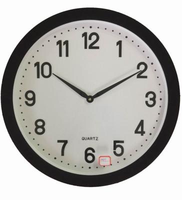 China Decorate home the 50cm large plastic wall clock with the black frame for sale