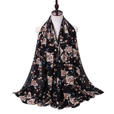 China Europe/America/Middle East latest styles and various styles printed long soft bubble chiffon scarf ladies shawl wrinkled head wrap ladies head scarf for sale