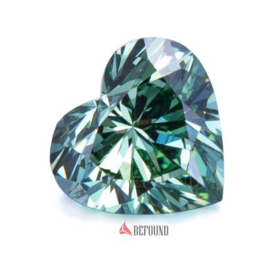 China Green Color Fancy Synthetic Earings Lab Grown Heart Shape VS1 1.1carat CVD Diamond for sale