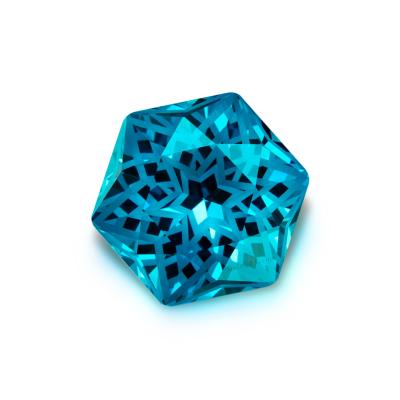 China Fire Factory Price CZ Color Play Or Hexagram Simulated Diamond 15x15mm Blue Green Blue Zircon For Pendant Necklace for sale