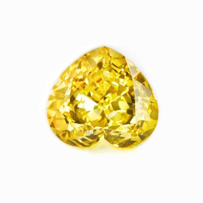 China Color Play or Fire 5A+ Crushed Ice Cut Loose Simulated Canary Yellow Diamond Radiant Cut CZ Stone Heart Shape Zircon for sale