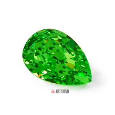 China Fire Green Color Zircon 6x8mm Pear Shape Color Set Or Ice Crushed Radiant Cut CZ For Jewelry Ring for sale