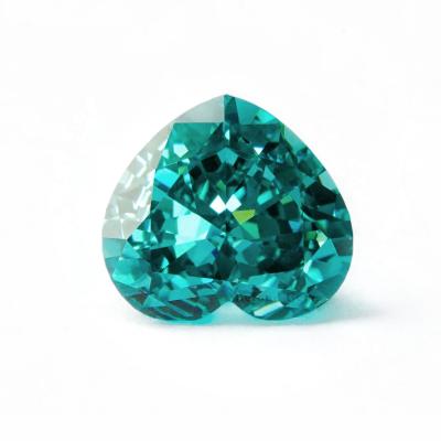 China Color Game Or Fire Wholesale Heart Shape Synthetic CZ Loose Paraiba Gemstone For Diamond Earring Simulated Diamond for sale