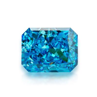 China Factory Price Color Play or Fire High Carbon 6a+ Aqua Blue Radiant Ice Flower Diamond Cut Loose Zircon Gemstone for sale