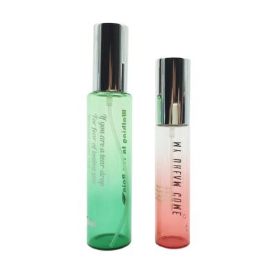 China Hot Sale 10ml 20ml Cosmetic Perfume Vial Green Glass Bottle With Cosmetics Packaging Pump for sale