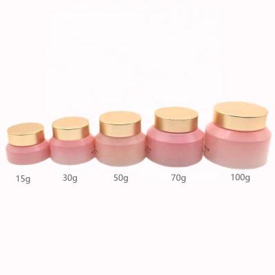 China 15g 30g 50g 70g 100g Container Cream Glass Cosmetic Jars High Quality Rose Slope Shoulder Cosmetic Jars for sale