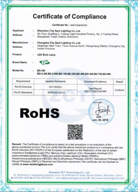 RoHS - Shenzhen City Spot Lighting Co., Ltd.
