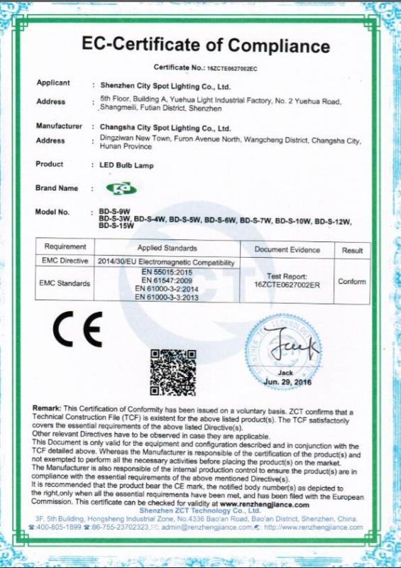 CE - Shenzhen City Spot Lighting Co., Ltd.