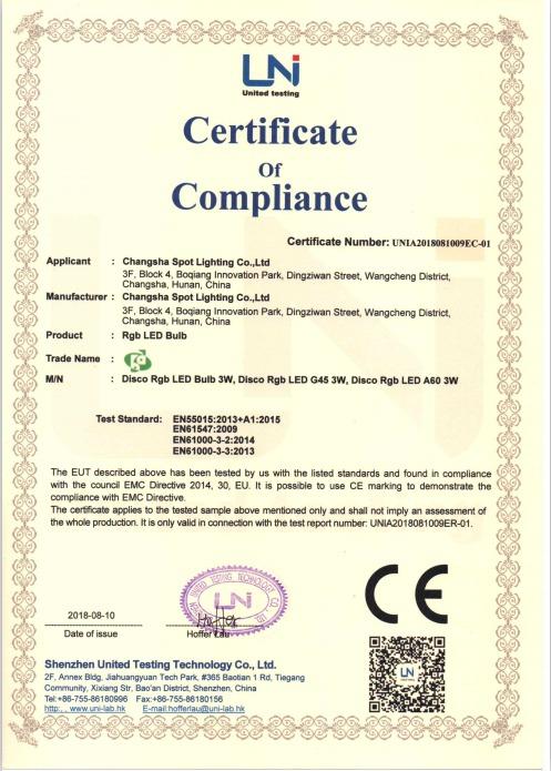 CE - Shenzhen City Spot Lighting Co., Ltd.
