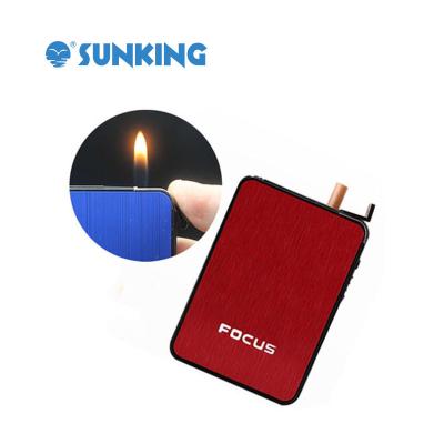 China With One Lighter With One Lighter China OEM Wholesale Service Cigarette Smoking Box With Gas Lighter Pocket Cigarette Tobacco Case Box for sale