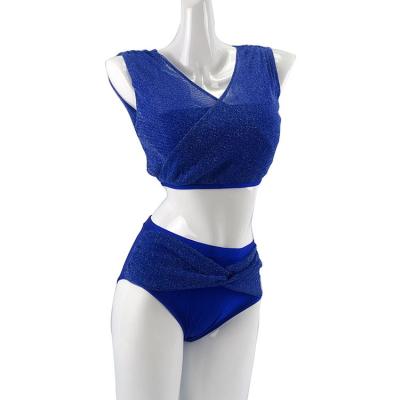 China Top& New Arrived Mid Waist Lower Pants Blue Nylon Mesh Ladies Sweet Set Yoga Wear Plus Size Sexy Women Pole Dance Wear for sale