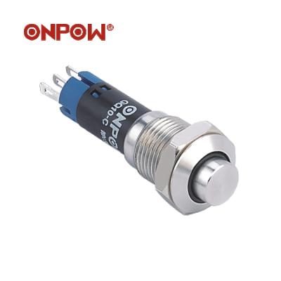 China Onpow 10mm Small Stainless Steel Metal Push Button Switch With 12V Led Illuminated for sale