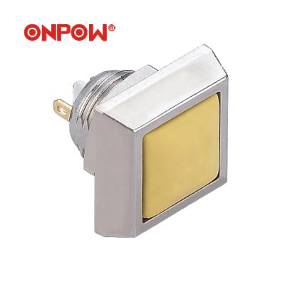 China Zn-Al alloy ONPOW 12mm square metal push button switch for doorbell, electric machine, sport digital control push button switch for sale