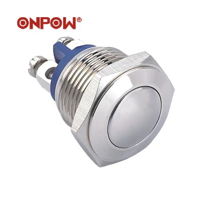 China ONPOW 16mm Illuminated Push Button Switch (GQ16B-10/N) CE, RoHS GQ16B-10/N Nickel Plated Brass for sale