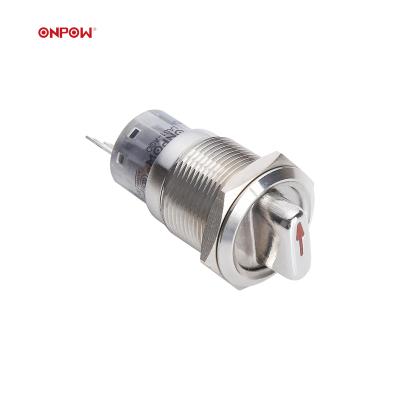 China ONPOW 19mm high quality metal, selector switch, CE, RoHS, 2 /3 position silver contact, gold plated pin LAS1-AGQ-T/S for sale