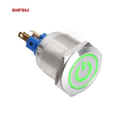 China ONPOW 22mm Push Button Switch with Power Symbol LED (GQ22-11ET/S) Manufacturer CE, RoHS GQ22-11ET/S for sale