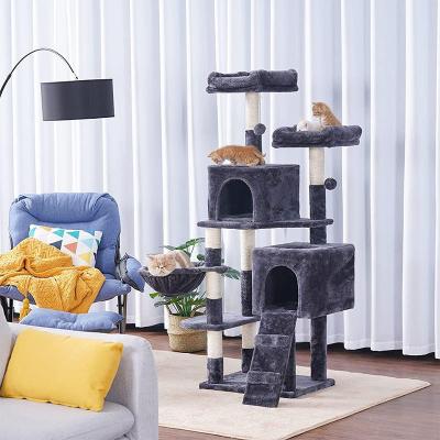 China Custom Tower Stocked Kitten Playing Resting Scratching Sleeping Large Cat Tree House Deluxe for Cat for sale