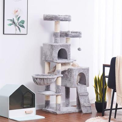 China Hot Selling Large Stocked Luxury Pet Houses Scratches Rising Shelf Scratcher Wholesale Cat Tree Hous Large Wooden Tower for sale