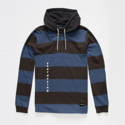 China OEM Logo Men's Long Sleeve Hooded T-Shirts Fitness Stripe Casual Shirt Custom Made Wholesale QUICK DRY for sale