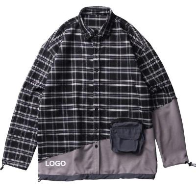 China Wholesale Custom Logo Men's OEM Shirt Jacket Patchwork Anti-Wrinkle With Pockets Cool Guy Plaid Shirt for sale