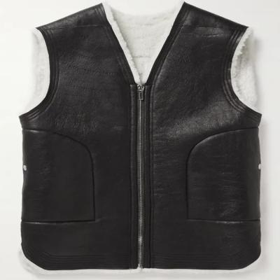 China New Style Casual Winter Fashion Men's Leather Jacket Black Vest for sale