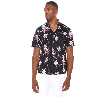 China Men's QUICK DRY Casual Logo Print Beach Summer Hawaiian Casual Shirt Custom Shorts Sleeve for sale