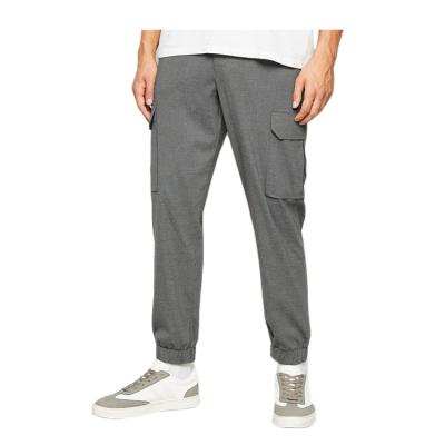 China Custom Made High Quality Wholesale Anti-Static Logo Solid Color Dark Gray Service Men's Cargo Pants for sale