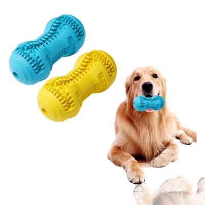 China Manufacturers Custom Food Stored Blue Yellow Interactive Teeth Cleaning Rubber Dog Bone Bite Rod Chew Molar Toy For Aggressive Chewers for sale