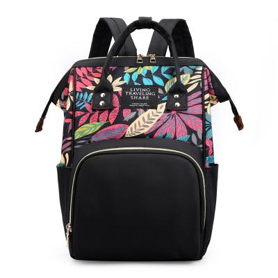 China Bolsa Maternidade Anti-theft Leaf Print Travel Backpack Mochila Naylon Bag Large A Dos Child Maternal Diaper Bags Mommy Bag for sale